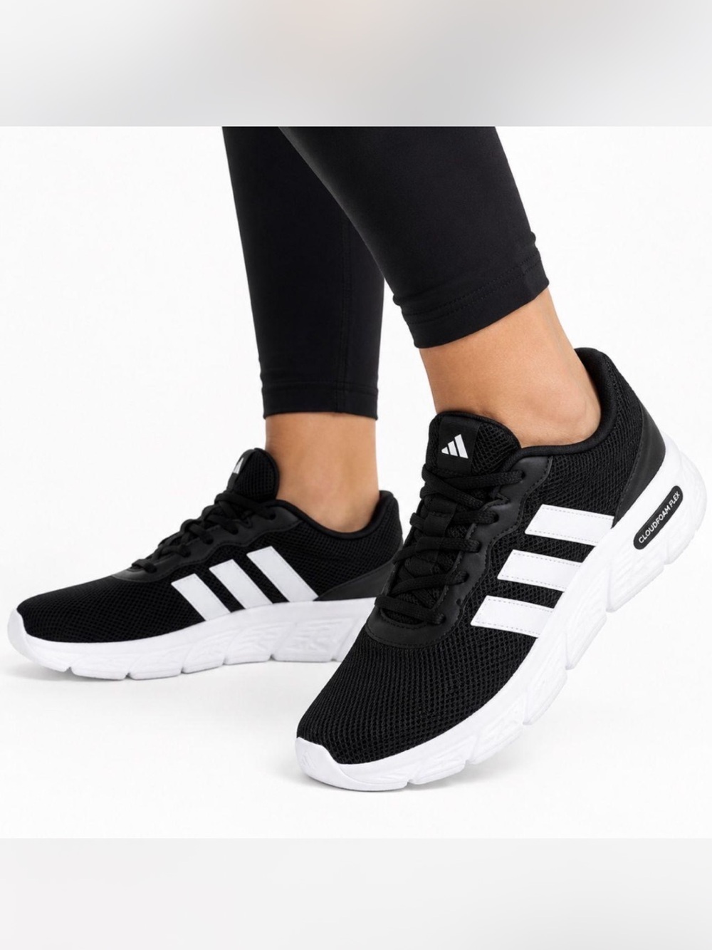 NWT adidas Women's Black & White Cloudfoam Flex 10W Athletic Running Shoes